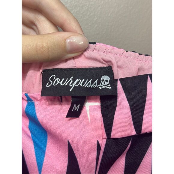 NWOT Sourpuss Veronica Bubblegum Pink Diamond Print Halter Retro Swing Dress M - Picture 3 of 9